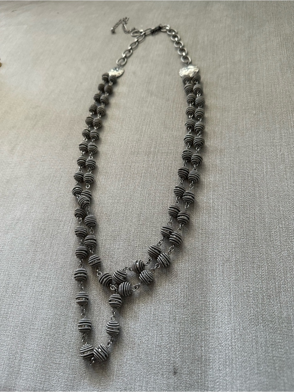 Silver-Tone Artisan Wire Bead Statement Necklace